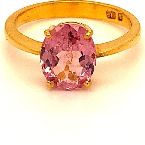 Tajik Pink Spinel 3.20ct Solid 22K Gold Ring - Picture 1 of 6